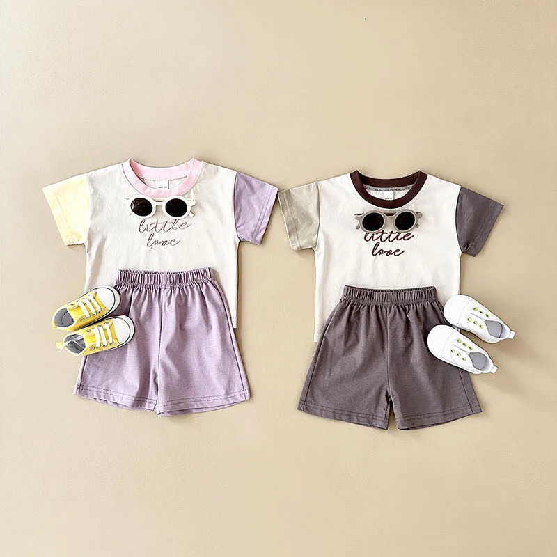 MILANCEL Summer Baby Clothes Set 9M4T Color Block Letter Toddler Girls TshirtShorts Infant Leisure Cotton Outfit 2PCS 250618