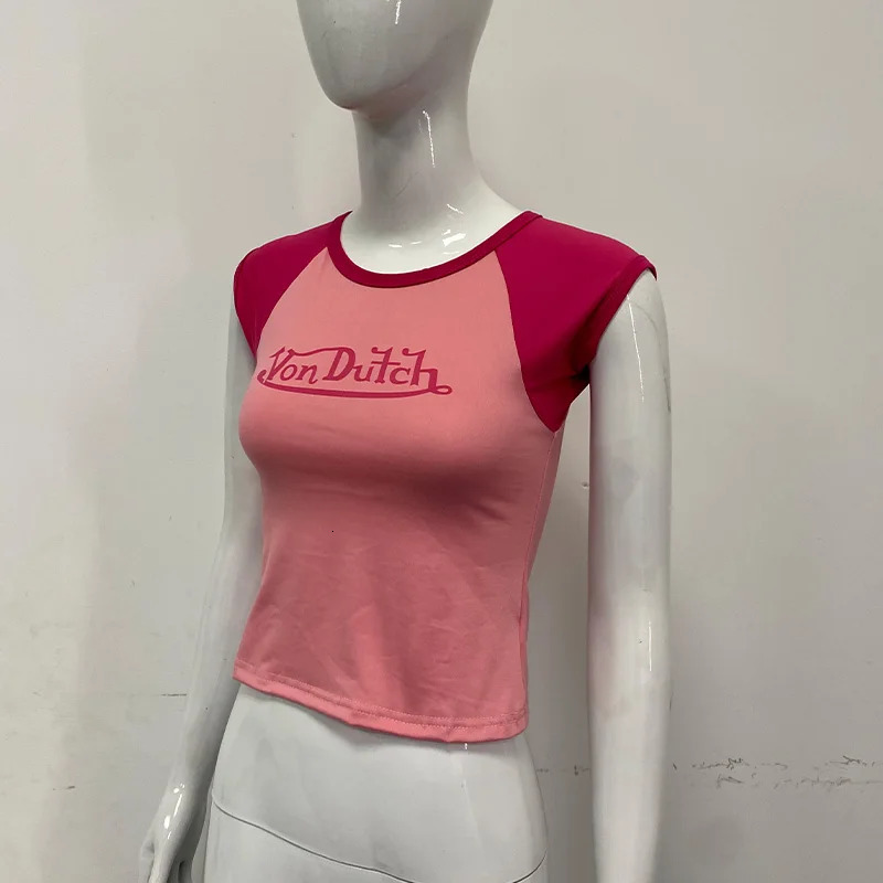 Y2K American letter printed Tshirt for womens trendy street fashion short sleeved with exposed navel summer 250617