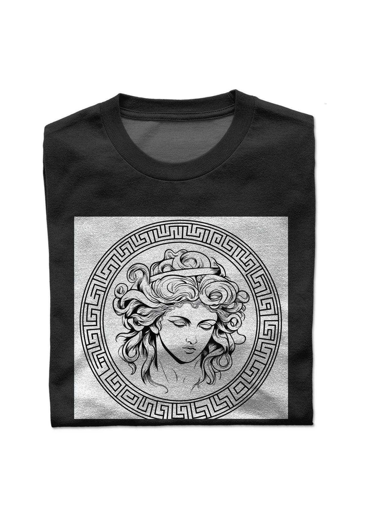 and white T-shirt with an image of a woman ' s head Short sleeve S-3XL