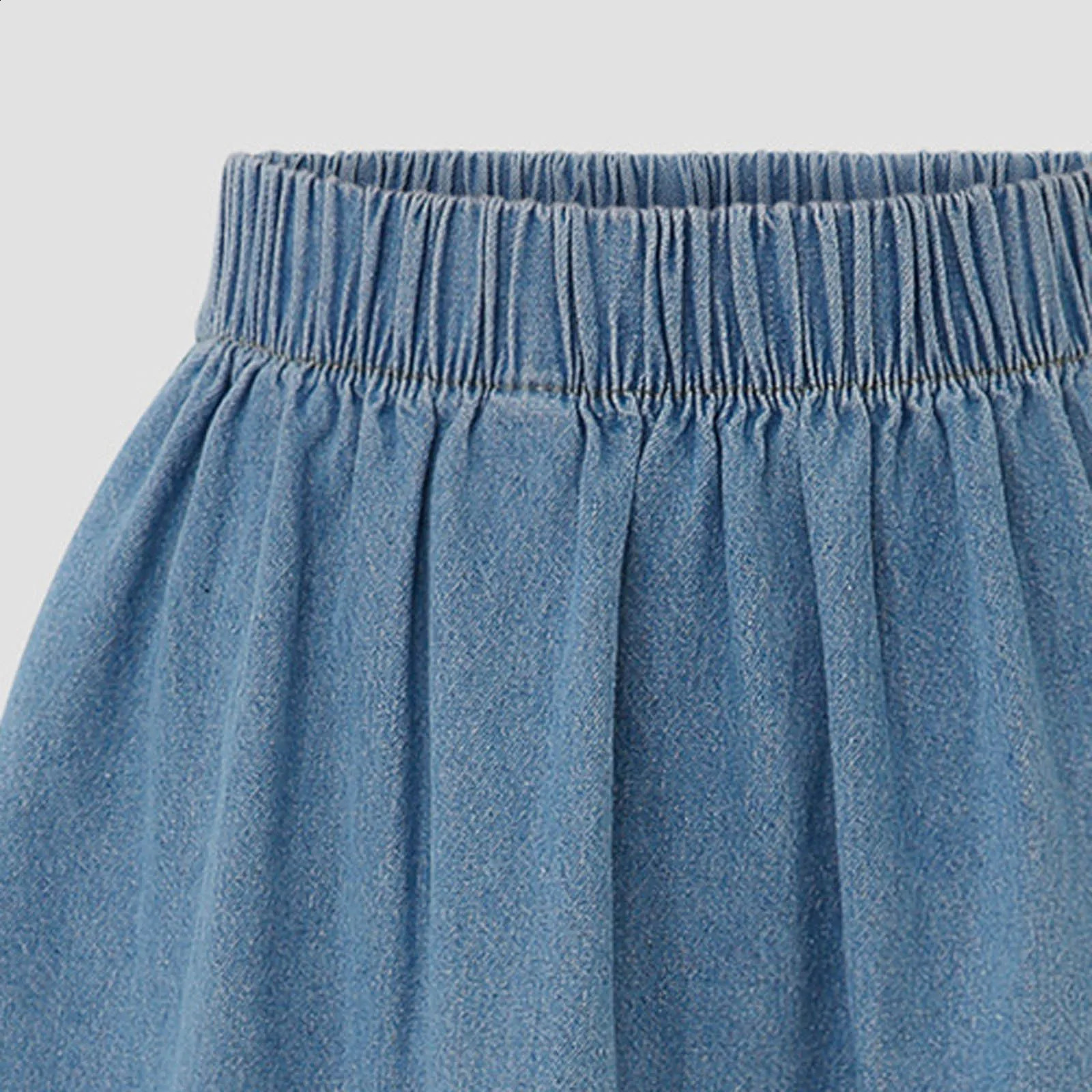 Blue Denim Skirt Womens High Waist Tiered Long Skirts Elastic Casual Dress A Line Jeans Girls Clothes 250610A