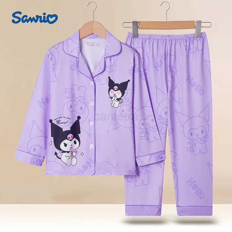 Sanrio Kuromi Kawaii Children Pajama Sets Soft Delicate Cartoon Print Kids Pajamas Suit Casual Comfortable Breathable HomewearXJ250618XJ250618