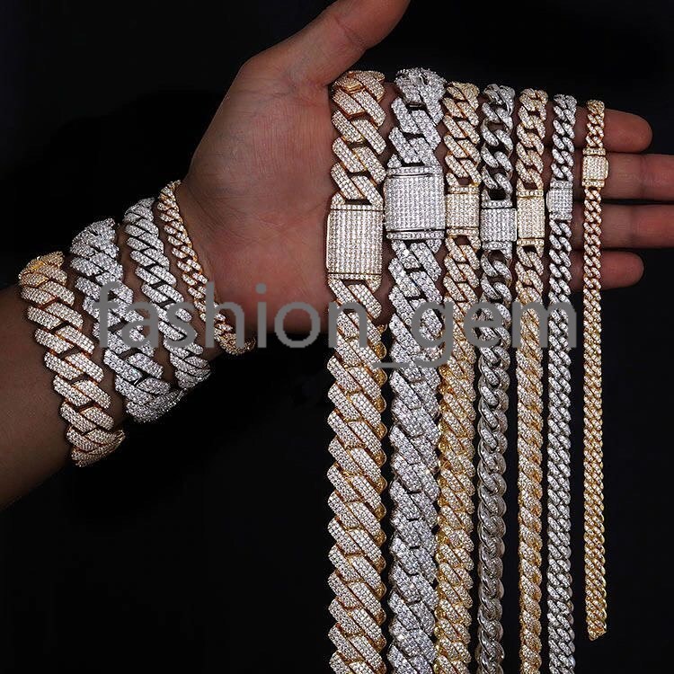 Top Selling Hiphop Cuban Link Chain Rappers 2 Raw 12mm Gold Plated 925 Sterling Silver Custom Vvs Moissanite Cuban Link Chain