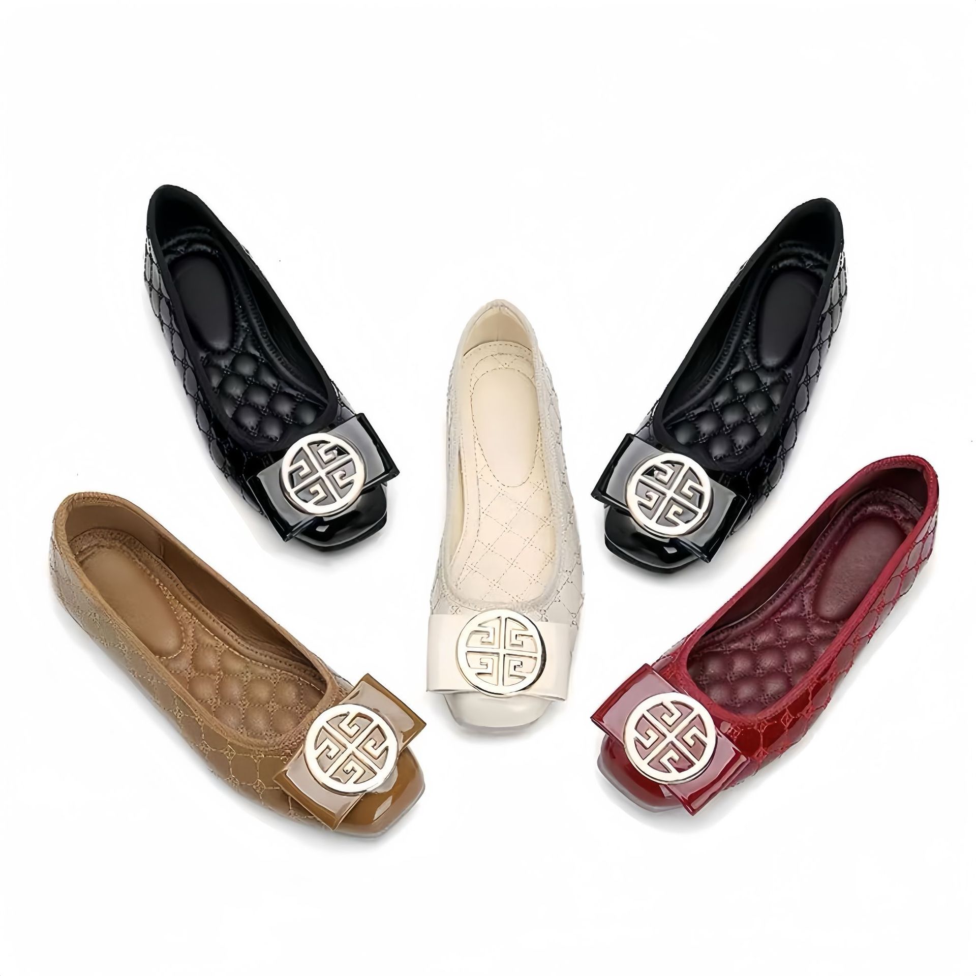 New Elegant and sophisticated dress shoes with skirts soft sole comfortable breathable non slip ballet flats caramel brown burgundy