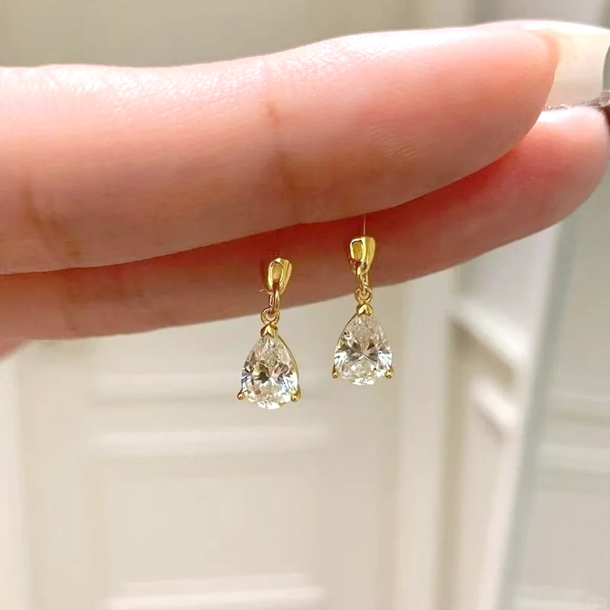 French Choucong Brand Stud Earrings Simple Fashion Jewelry 925 Sterling Silver Water Drop 5A Cubic Zircon CZ Diamond 18k Gold Party Lady Luxury Earrin