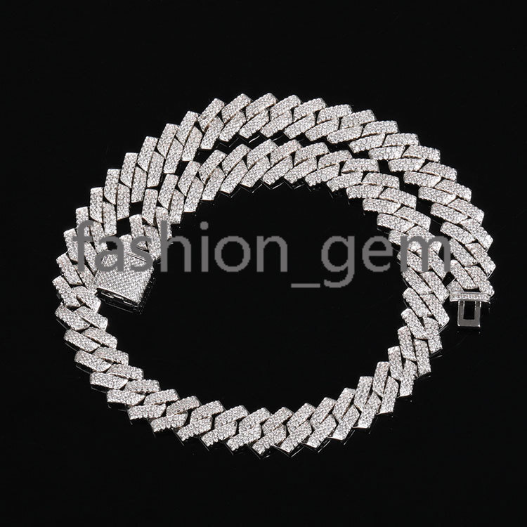 13mm Hip Hop Cadena Men Iced Out Cuban Link Chain Gold Prong Ice Cuban Necklace Women