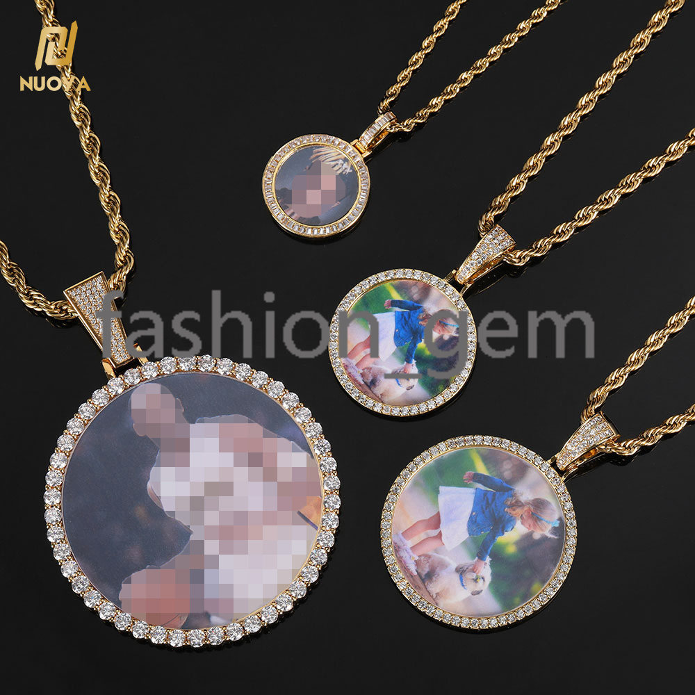 Custom Iced Out 45mm Memory Pendants Necklace Hip Hop Custom Photo Locket Picture Pendant Photo Pendant with Picture