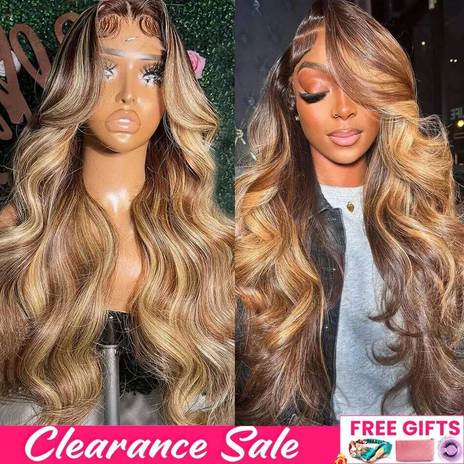 Highlight 100% Human Hair 13x6 Hd Frontal 13x4 Honey Blonde Body Wave Lace Front Wigs Woman Brazilian Glueless Wig