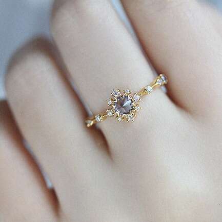 Dream Gate" Gentle Purple Blue Wave Lace Edge Micro Paved Pointed Zircon Luxury Starry Sky Ring