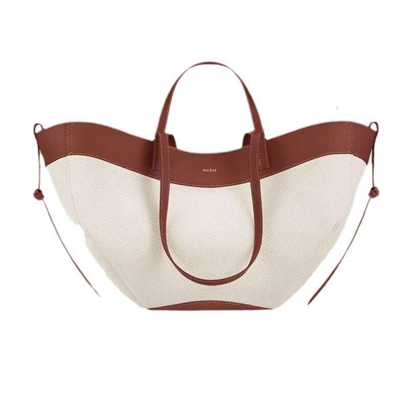 Free shipping fashion designer bag Luxury Pol Poling En Knitted Color Block Cyme Tote Bag High Quality Original Replica Genuine Leather Commuter Women