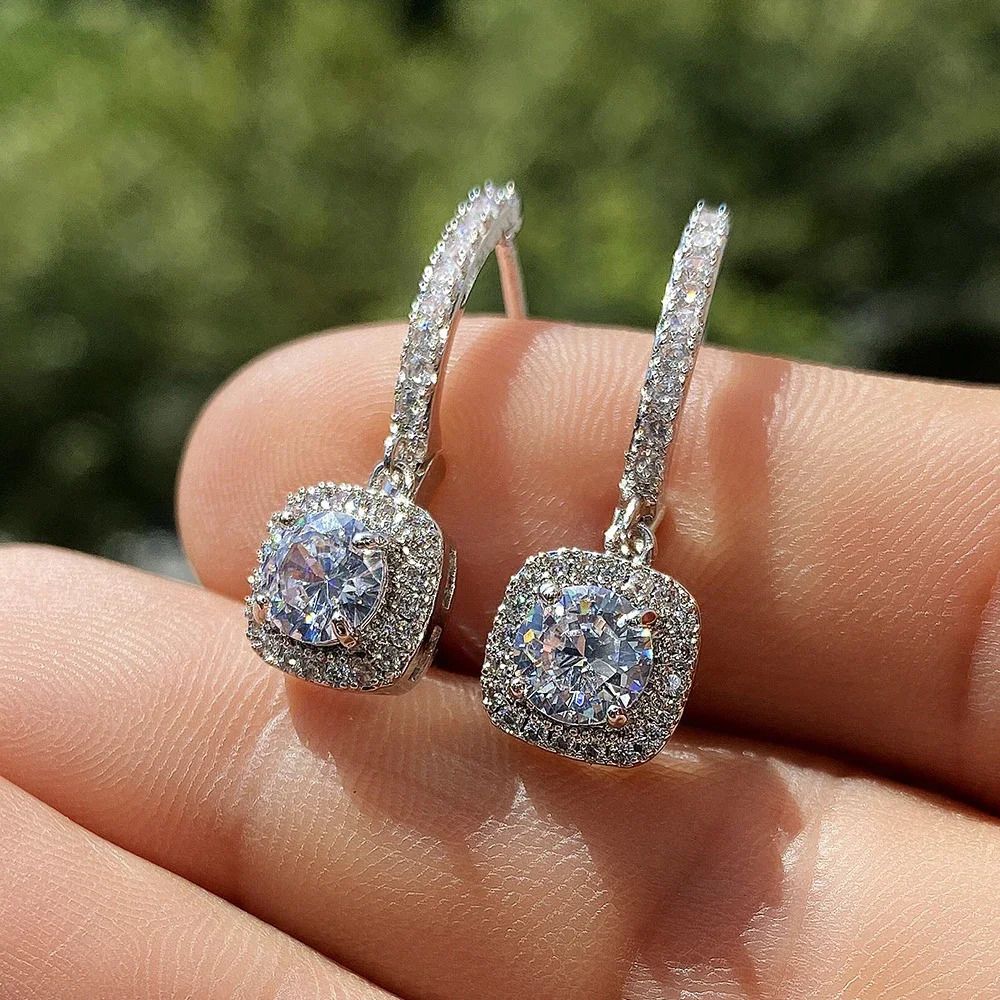 CAOSHI Gorgeous Bridal Wedding Earrings Graceful Bright Zirconia Crystal Pendant Accessories for Engagement Elegant Lady Jewelry 250617