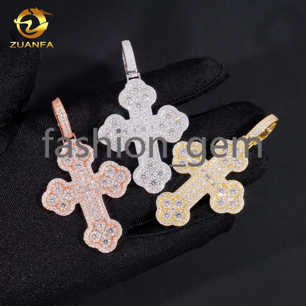 Pass Diamond Tester Hip Hop Jewelry New Design GRA Certified 925 Sterling Silver VVS Moissanite Cross Design Iced Out Pendant
