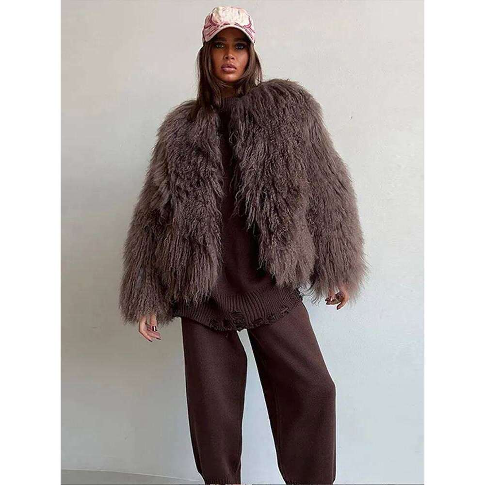 Exaggerated Solid Faux Fur Coats Women Vintage Plush O-neck Warm Open Coat Female Winter Elegant Chic High Street Outwear