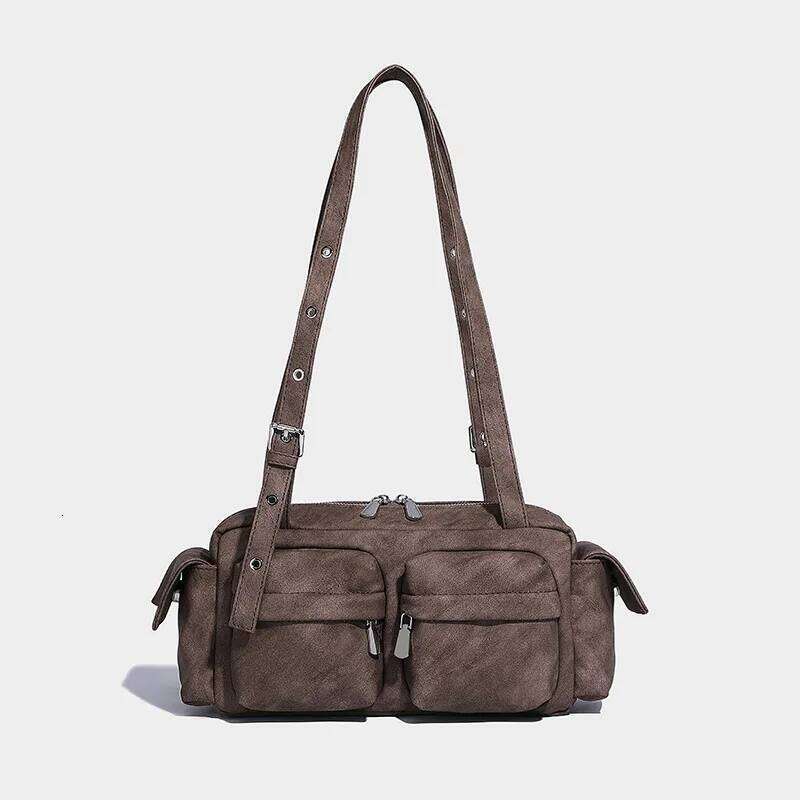 Vintage Women Motorcycle Shoulder Niche Designer Sweet Cool Girl Handbags Large Capacity Multi-Pocket Single Crossbody Bag