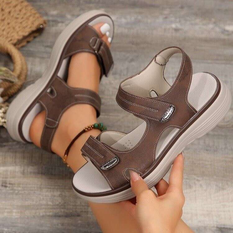 Fashion Summer 2025 New Women's Sports Style Wedge Slippers Lightweight Velcro Beach Sandals
