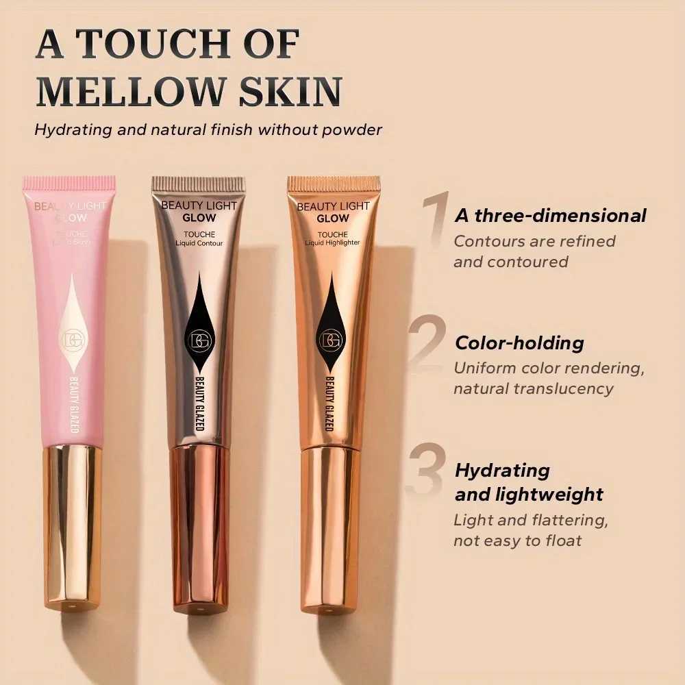 Waterproof Long-lasting Liquid Contour Cream with Sponge Brush Highlighter and Concealer - Silky and Creamy on Face and Body XJ250618
