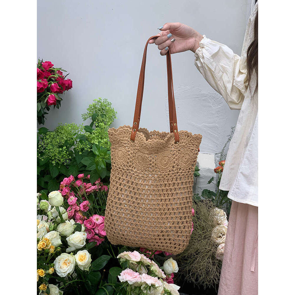 Large Capacity Woven Tote for Women 2025 New Summer New Crochet Cotton Rope Handbag Beach Shoulder Bag