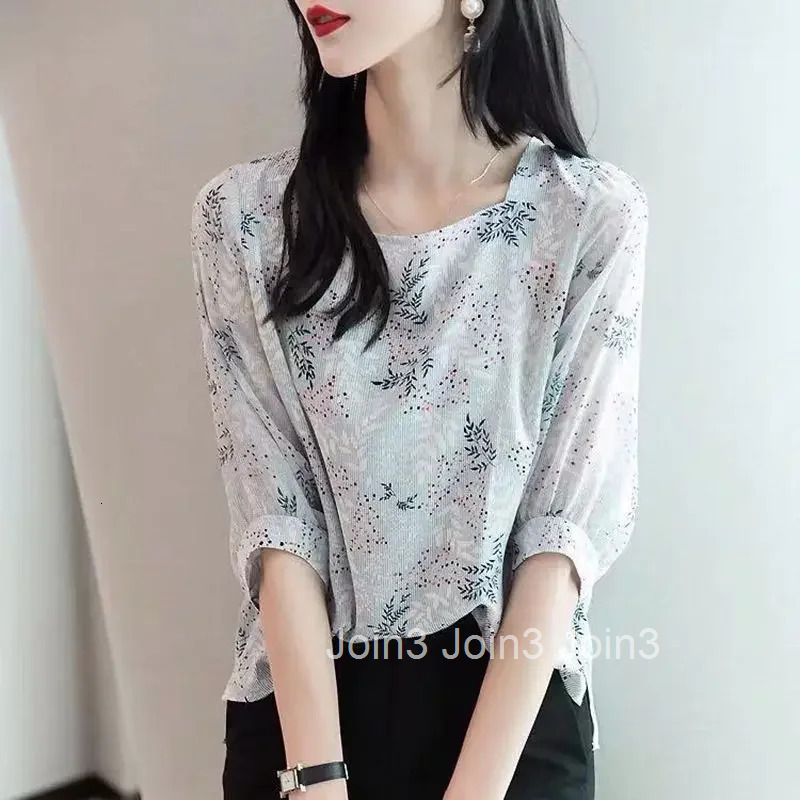 Chiffon Female Tops Satin with Print Pink Silk Womens Shirt and Blouse Youthful Woman Clothes Korean Popular Y2k Fashion Cool M