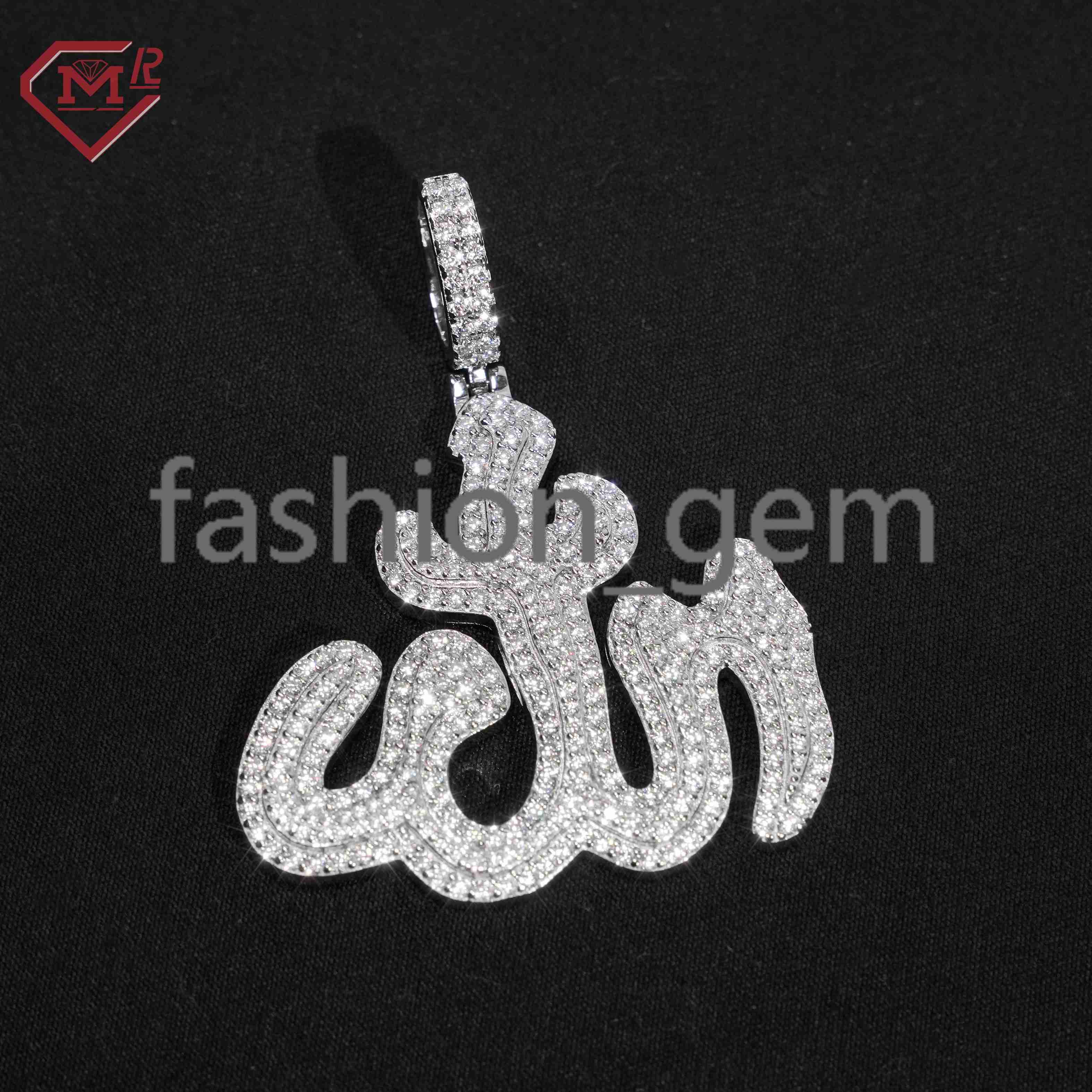 Luxury Custom Moissanite Pendant Allah Sterling Silver 925 Vvs Iced Out Diamond Moissanite Pendant