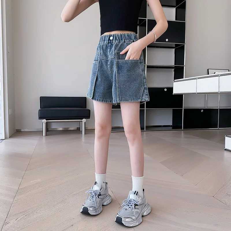 Girls summer work shorts 2025 new fashion jeans casual sports shorts 5-15 years oldC250617