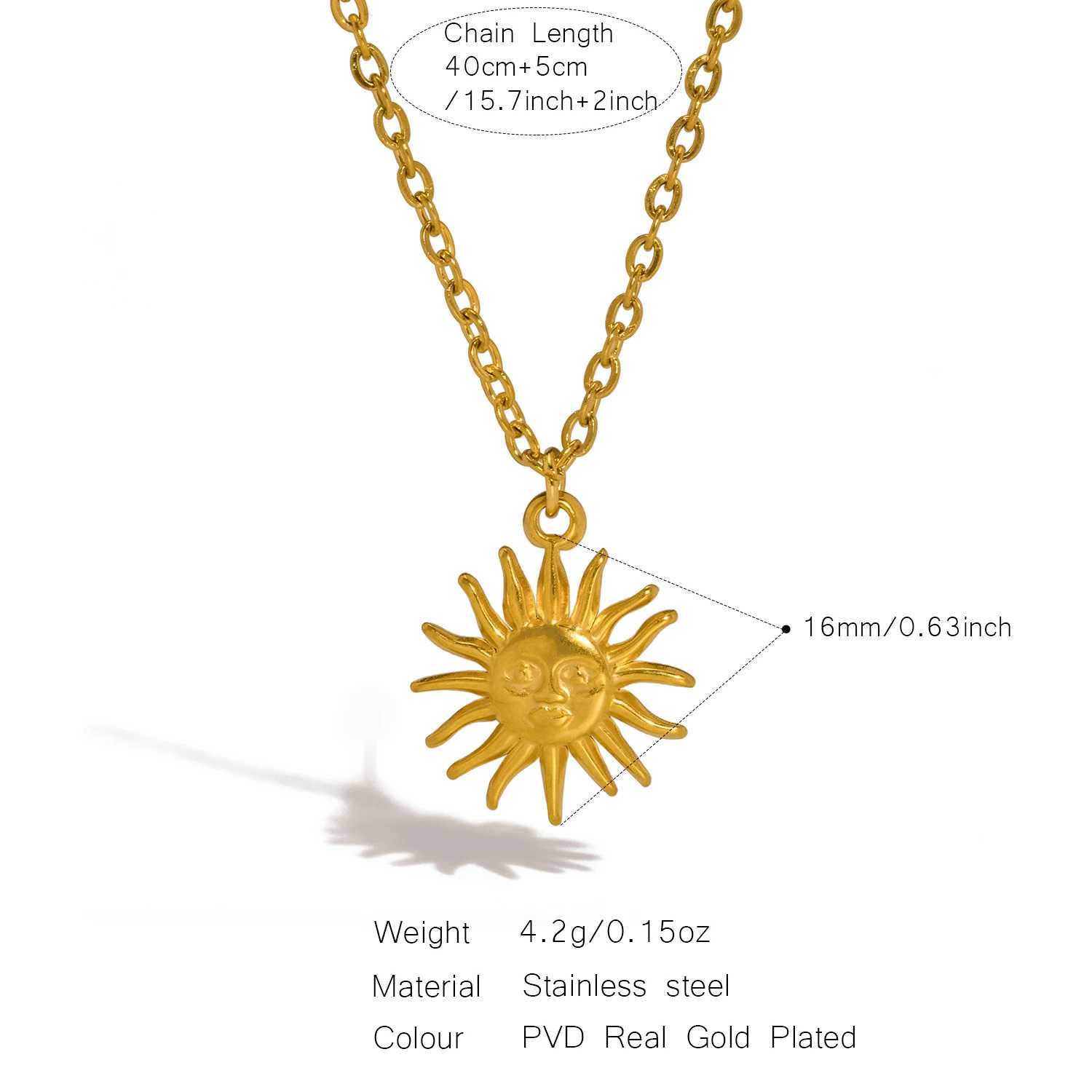 UHBINYCA Vintage Sun Pendant Necklace Hydroforming Process Stainless Steel Waterproof Jewelry Accessories W250618