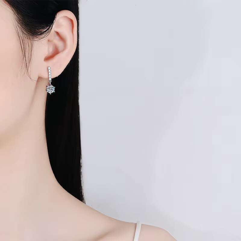 Wholesale Vvs Moissanite Jewelry 925 Sterling Silver 2ct Moissanite Diamond Drop Stud Earrings for Women