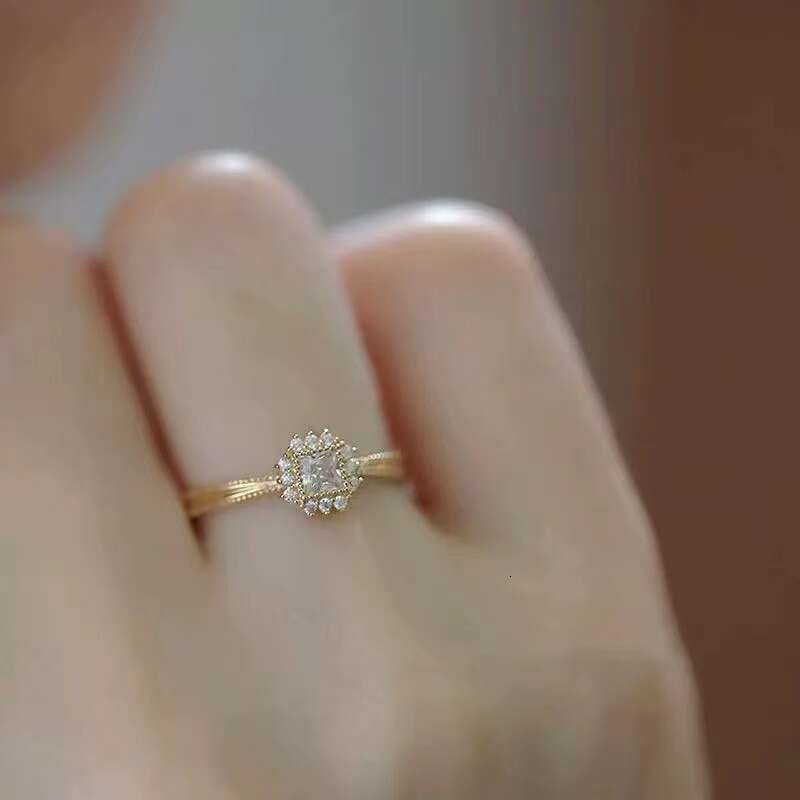 Sparkling Diamond Korean New Temperament Internet Celebrity Same Style Adjustable Open Fashion Light Luxury Ring Band