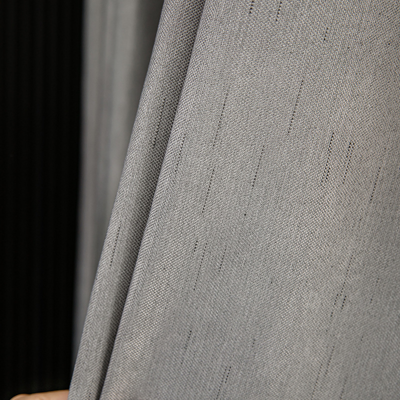 T0038 modern simple new thickened cotton and linen meteor linen blackout curtain Amazon solid color hotel project factory direct supply