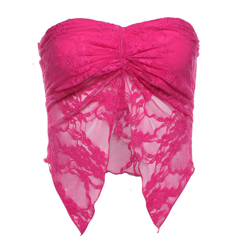 Summer New Women's Fashion Solid Color Slim Street Style Off-Shoulder Mesh Tube Top Vest B5