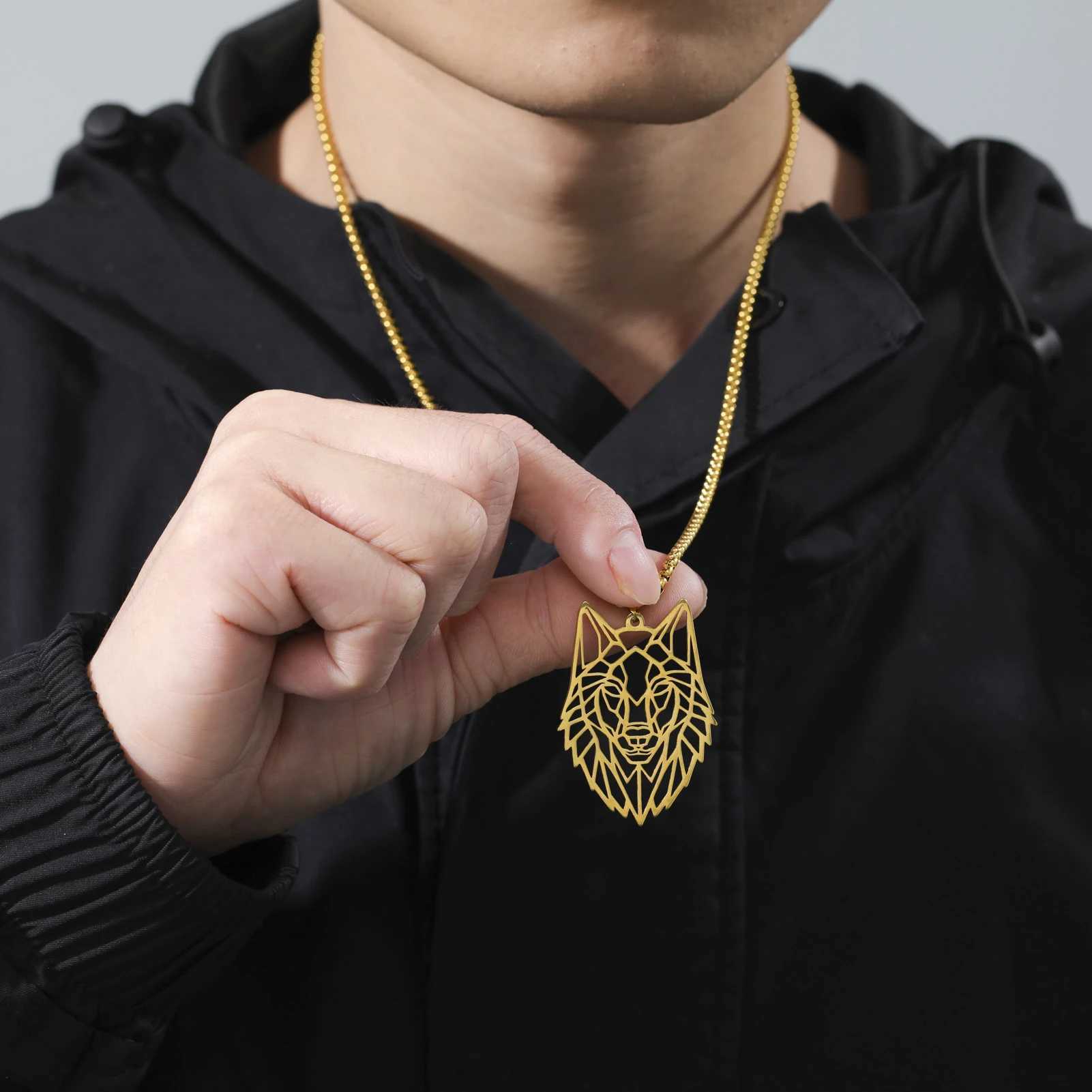 My shape Wolf Necklace for Men Women Stainless Steel Necklaces Mens chain Fashion Animal Male Necklace Punk Jewelry Boy Gifts W250618