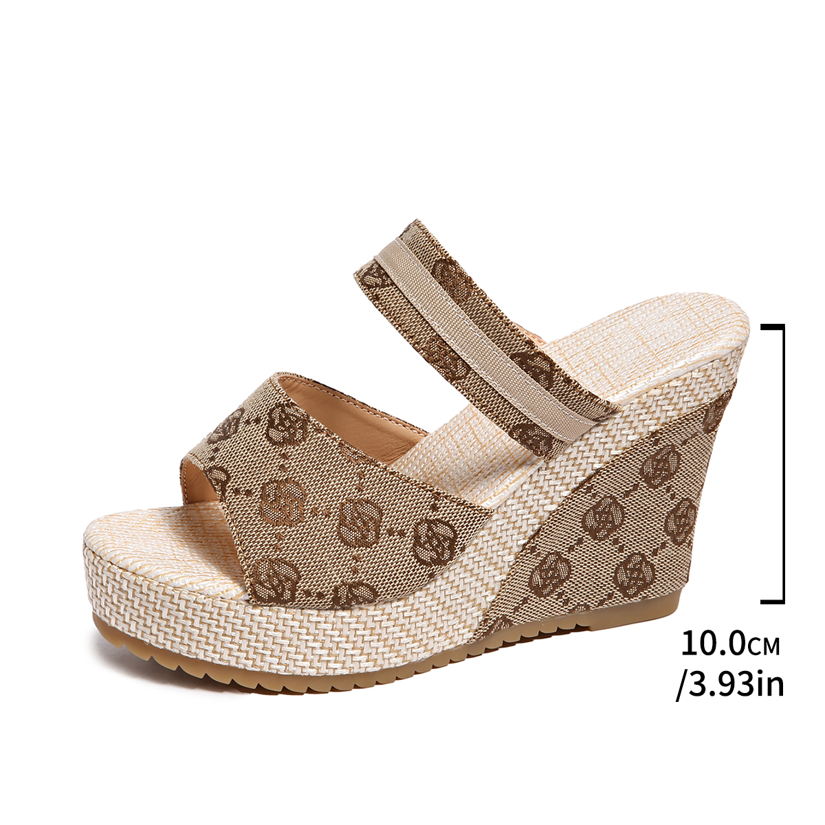 Women's Slope Heel Sandals Summer Outdoor Lightweight Fashion Beach Shoes Open Toe Thick Rubber Bottom Comfortable Elegant One Foot Stirrup Color