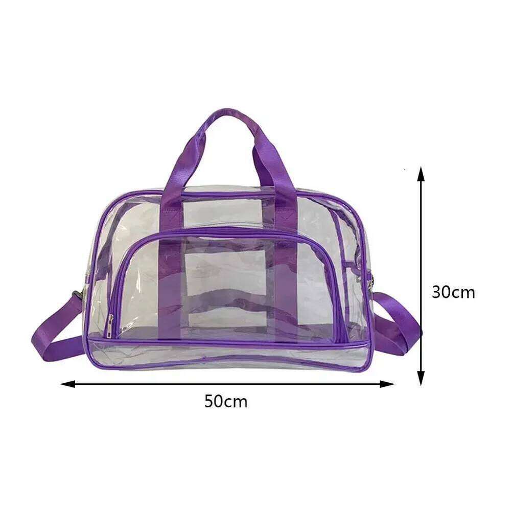 Transparent PVC Clear Duffel Women Men Travel Tote Handbag Waterproof Anti Theft Stadium Approved Sport Fiess Bag