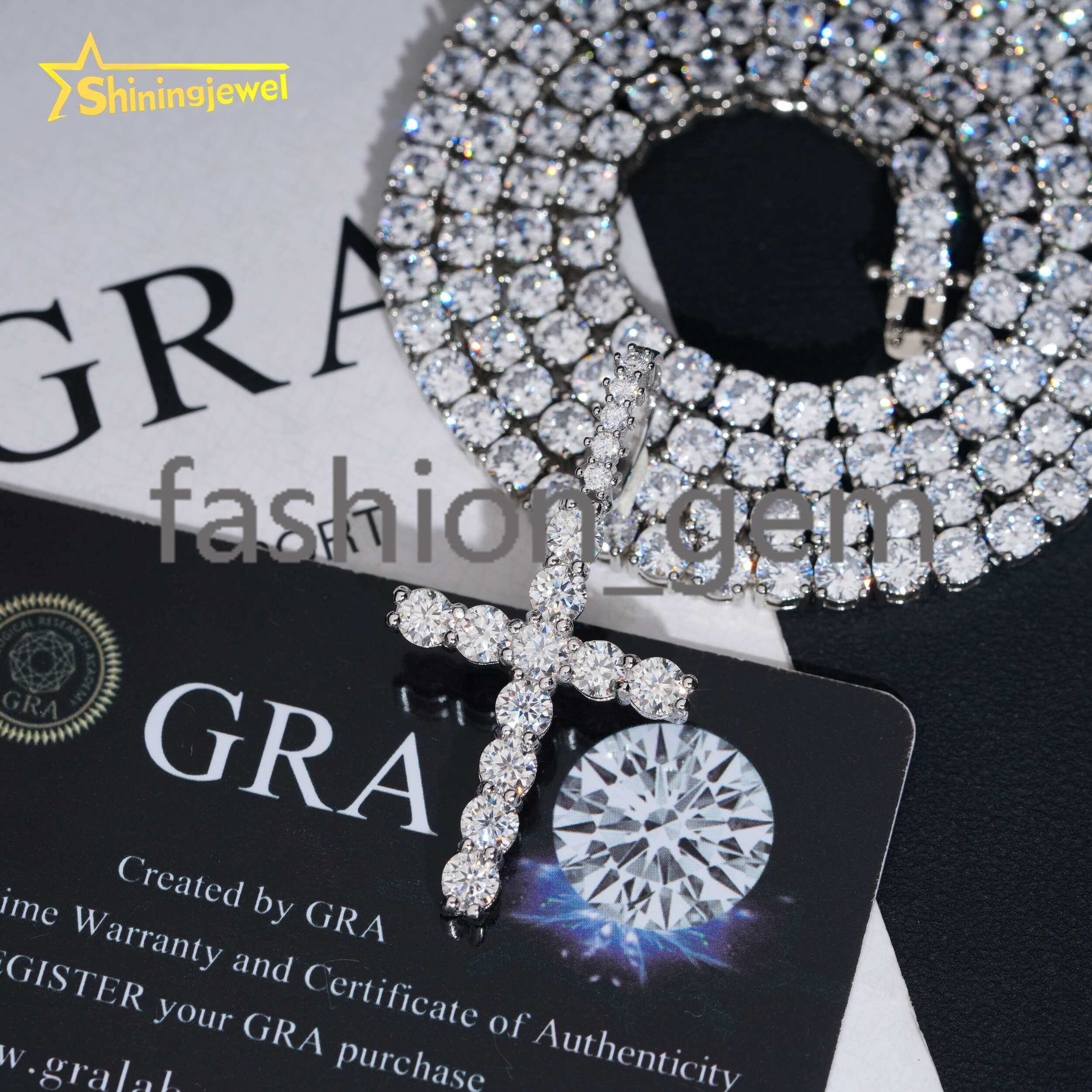 4MM VVS Moissanite Diamond Custom Hip Hop Jewelry Hand Made Pendant 925 Silver Iced Out Cross Pendants for Men Women Pass Tester