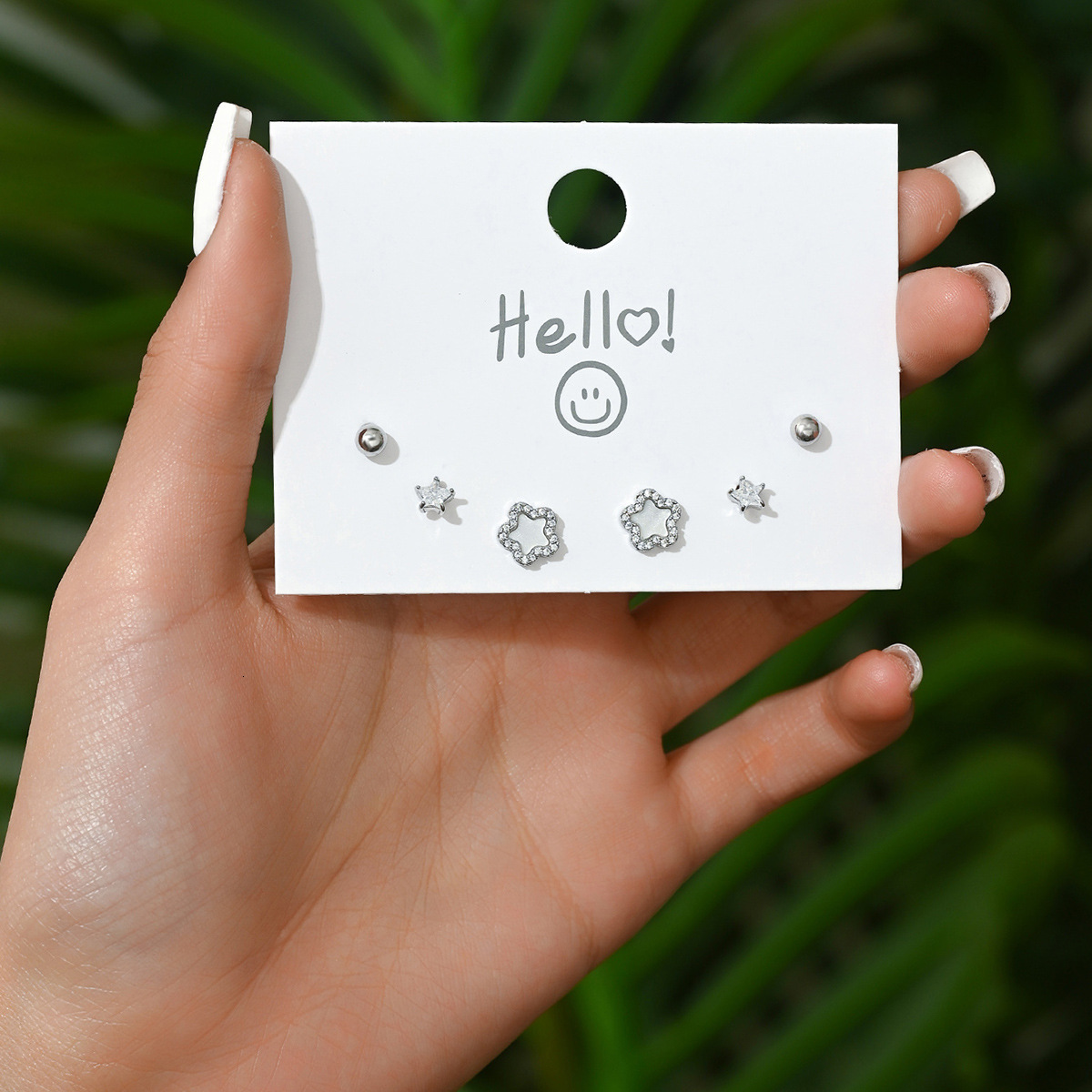 Sweet High-End Earring Set For Women Simple Inlaid Zircon Design Stud Irregular Star Earrings
