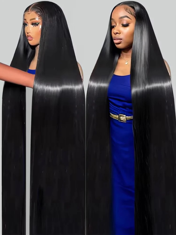 30 36 40 Inch 13x4 HD Transparent Bone Straight Lace Front Wigs 220 Density Brazilian Human Hair Wigs For Women Synthetic