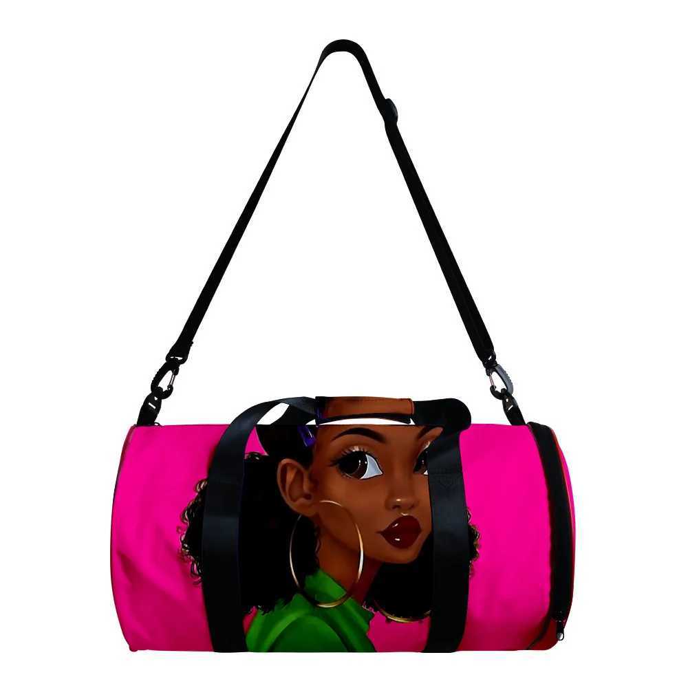 Trendy Popular African Girl 3D Printed Large Capacity Travel Bags Barrel Shape Crossbody Bag Outdoor Sports Bags Gym Yoga Bag W250618