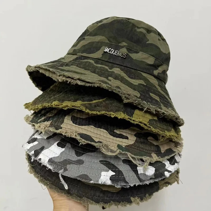Camouflage Stripes Womens Fishermans Hat Outdoor Foldable Bucket Hat Sunscreen Travel Mountaineering Fashion Beach Hat 250618