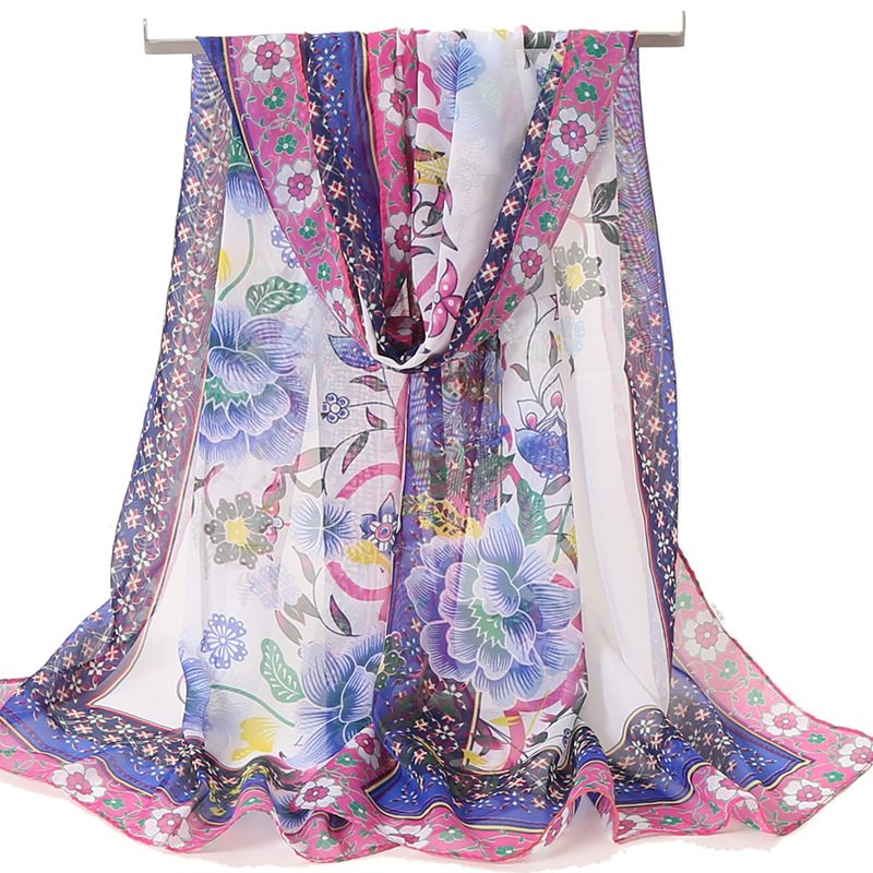 K1353 Scarf women spring Korean chiffon long silk scarf ladies thin scarf spring and autumn all-match winter sun protection beach scarf