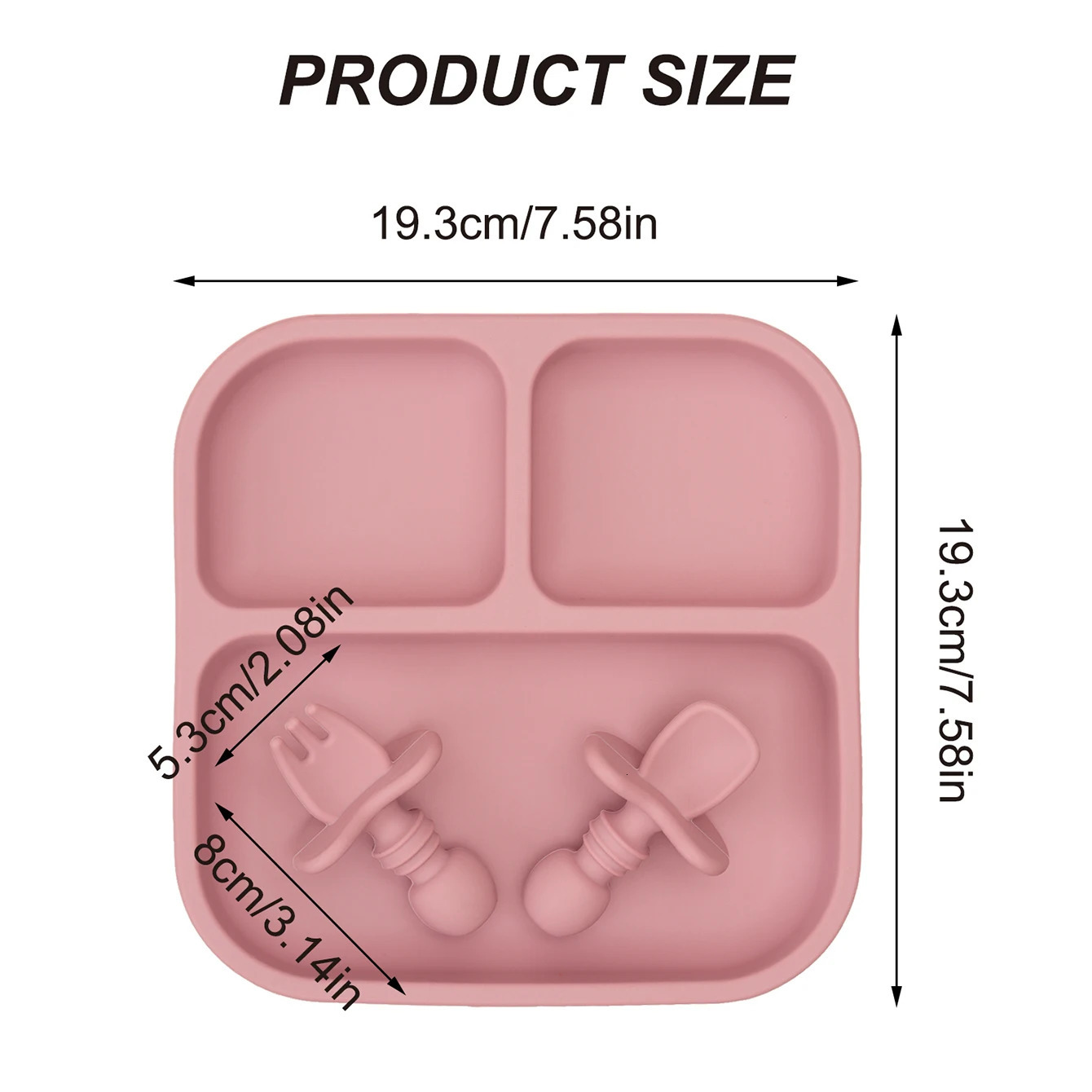 Color Kids 1Set BPA Free Silicone Square Baby Feeding Set Suction Plates Training Fork Spoon For 0-6 Years Childrens Tableware 250617
