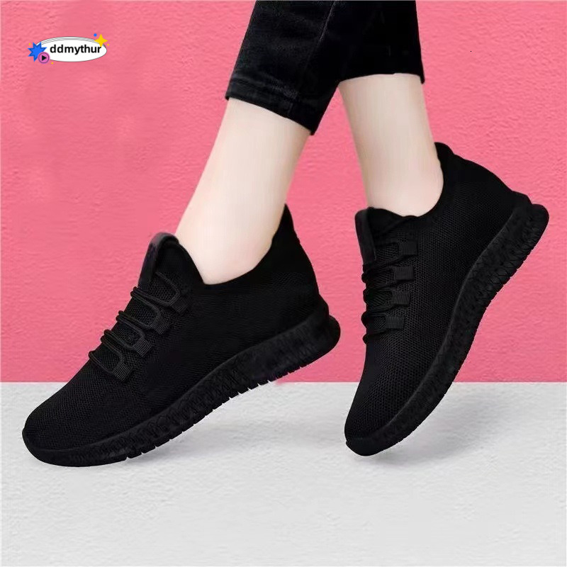 Women's 2025 Summer New Korean Style Versatile Casual Lightweight Non-Slip Sneakers Flyknit Comfortable Cloth Shoes ddmythur