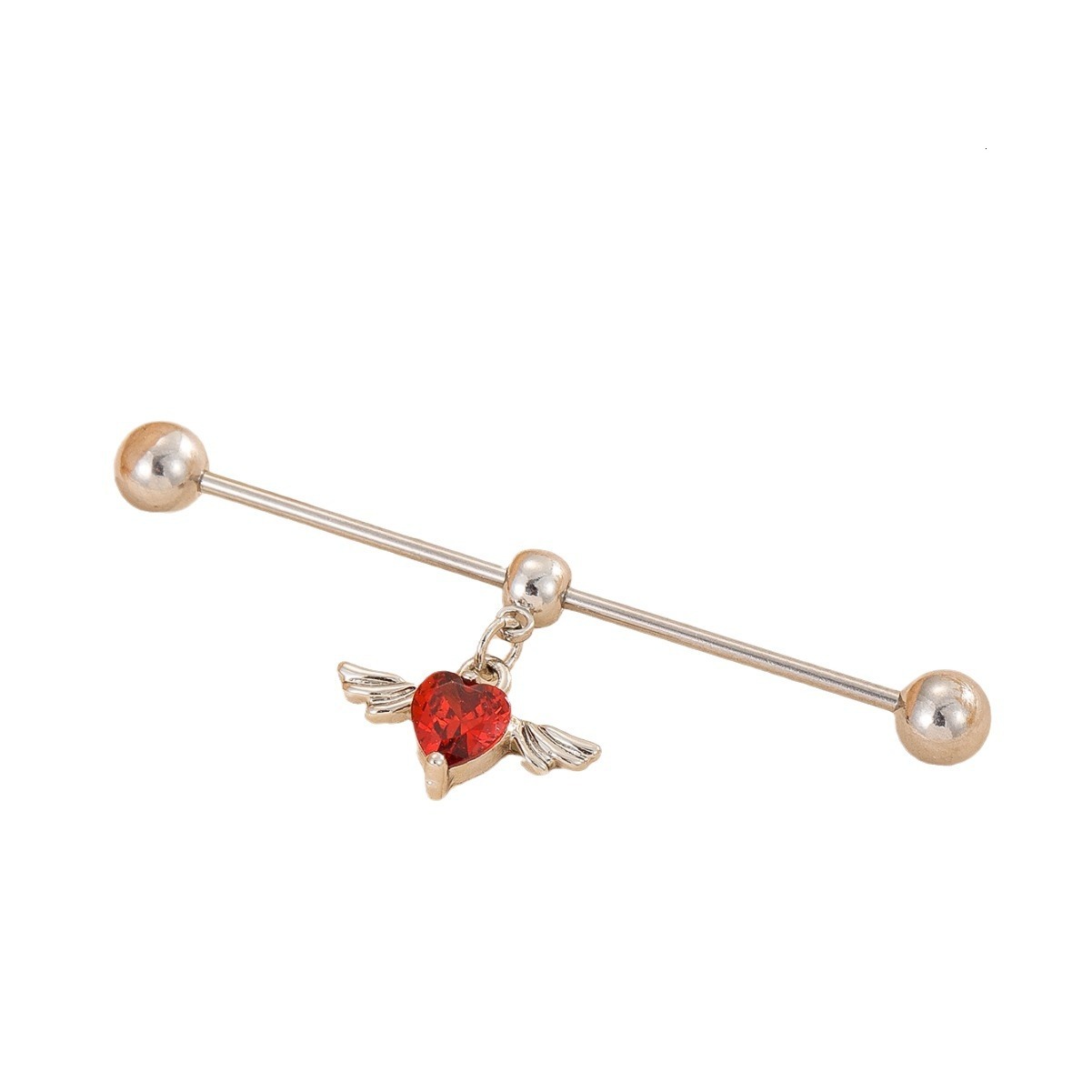 Trendy Hip-Hop Style Red Heart-Shaped Piercing Earrings Versatile Internet Celebrity Ear Bone Studs