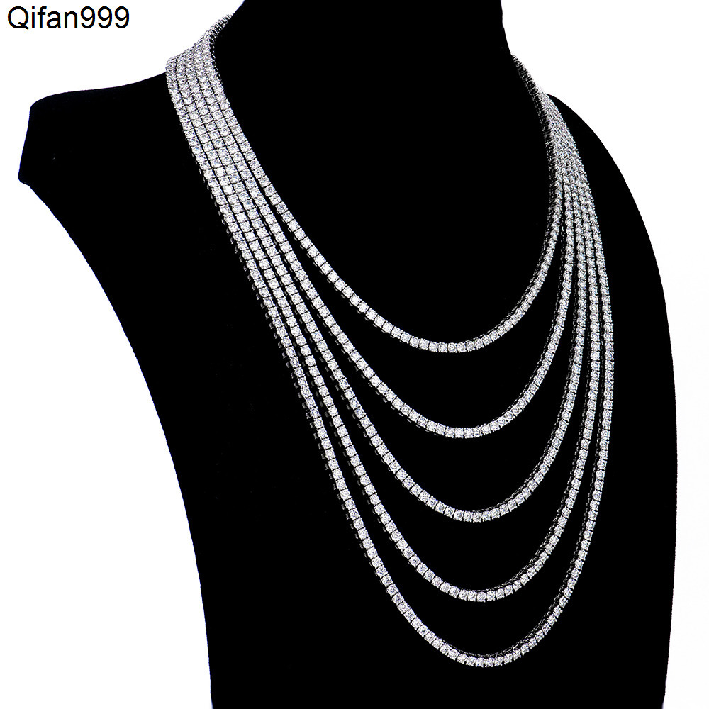 Wholesale 3mm 16-24inch Iced Out Jewelry Necklace S925 Sterling Silver Vvs1 Diamond Mossanite Moissanite Tennis Chain for Men