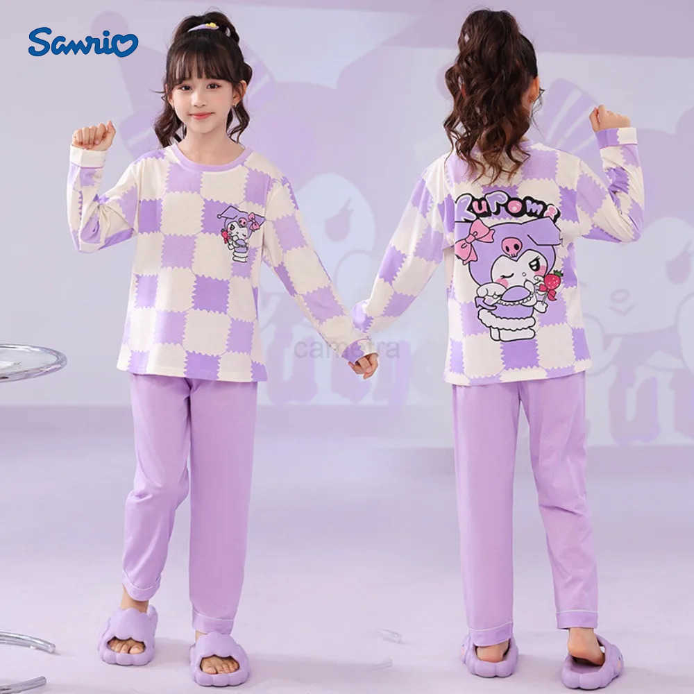 Sanrio Pattern Print Children Pajama Sets Soft O Neck Comfortable Kids Pajamas Suit Causal Loose Breathable Boys Girls Sleepwear XJ250618XJ250618