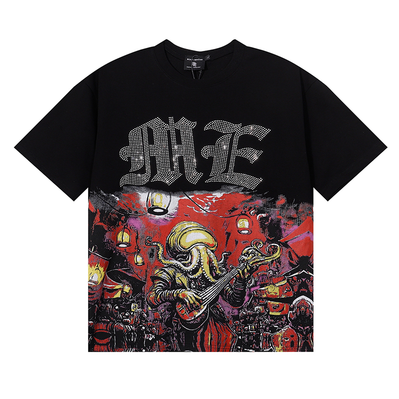 High Street MIXED EMOTION T-shirt summer fashion hip-hop retro casual cartoon printed shorts sleeveds T-shirt