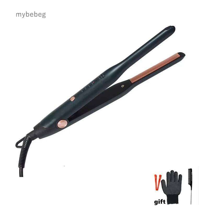 Mini hair straightener Small for Short Hair Pixie Thin Pencil Flat Iron Titanium Professional Salon Curler black 110v-240v