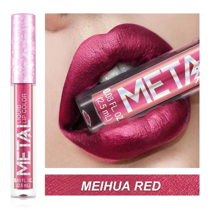 Matte Glitter Liquid Lip Gloss Makeup Waterproof Non-stick Cup Metal Lipstick Set Lasting Shiny Lip Color Tone Charming Lipstick 250618