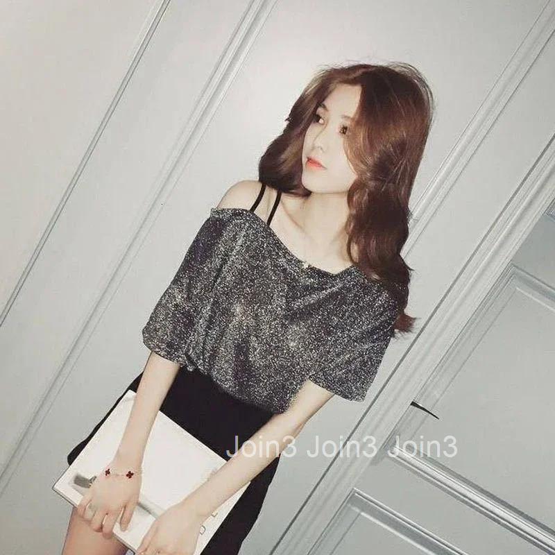 Short Sleeve Female Top Sequin Womens T-shirt Clearance Cheap Clothes Emo 2025 High Quality Korean Popular Pulovers Streetwear