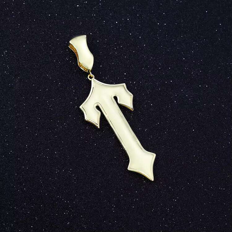 Popular Fashion Cross Pendant D/VVS Round Moissanite Sterling Silver Gold Plated Pendant Hip Hop Men Cross Pendant