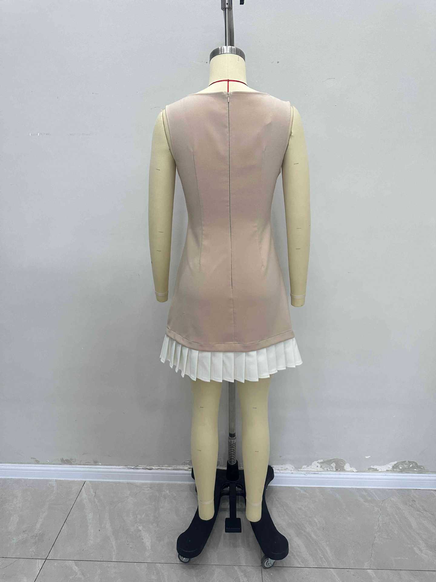 KO181 Women's Personality Pleated Skirt Sleeveless Temperament Simple Dress High-end Dress Women