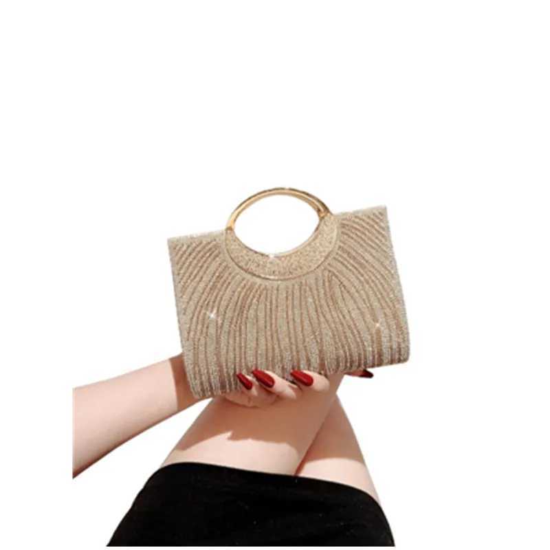 Fashion banquet bag sparkling rhinestone striped handbag wedding bridesmaid bag evening party bag formal dress bag shoulder Z250618
