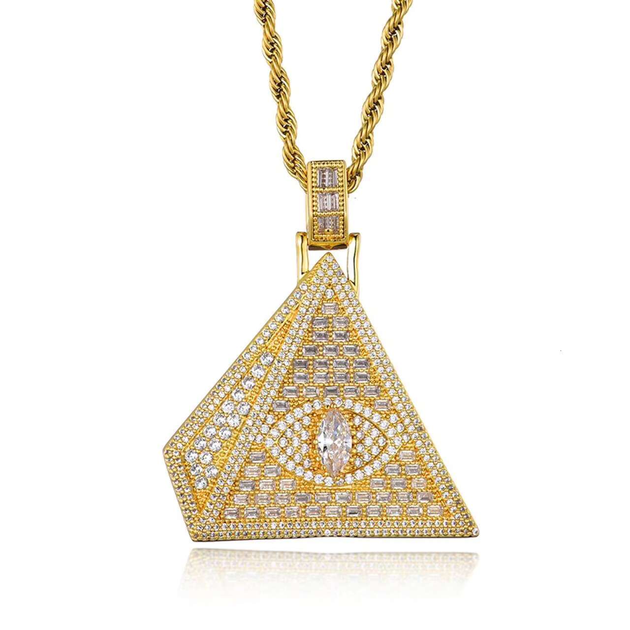 New Arrival Trendy Triangle Pyramid Hip Hop 925 VVS Moissanite Pendant Necklace Fashionable Charms